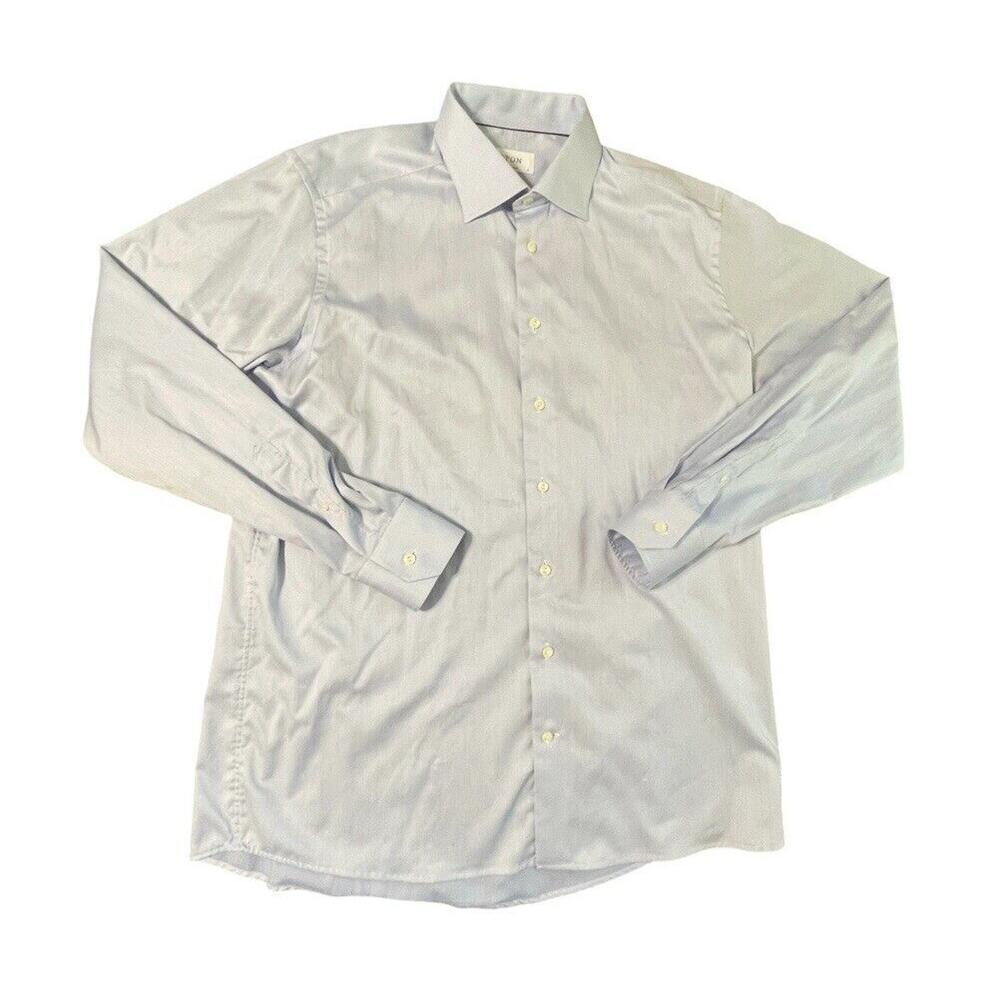 ETON Contemporary LS Button Up Shirt Romania Oxford Blue Size 43/17 Men EUC